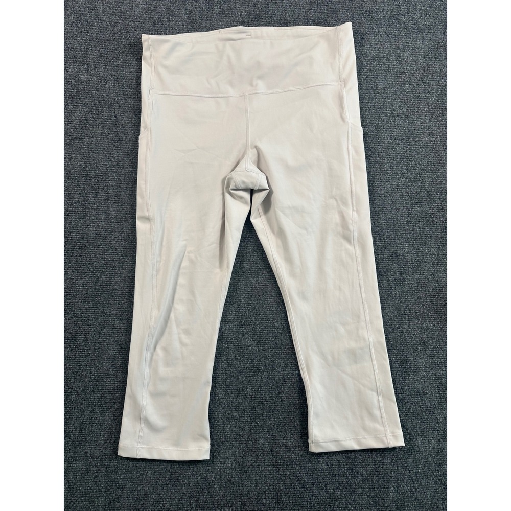 Athleta Ultimate Stash Pocket Capri Leggings White Womens Large High Rise Yoga